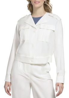Calvin Klein Women's Essential Comfortable with Pockets Cotton Blend Trucker Jacket