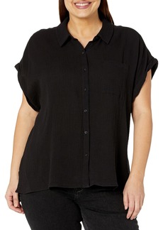 Calvin Klein Women's Essential Gauzy Slub Collar Shirt (Regular and Plus Sizes)