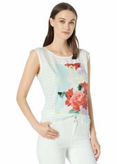 Calvin Klein Women's Extended Shoulder Top with Mixed Print