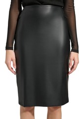Calvin Klein Women's Faux-Leather Pencil Skirt - Black