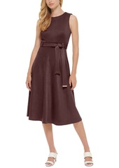 Calvin Klein Women's Faux-Suede Belted Midi Dress - Cypress