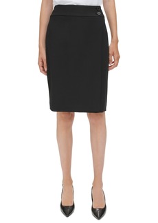 Calvin Klein Women's Faux-Wrap Pencil Skirt - Black