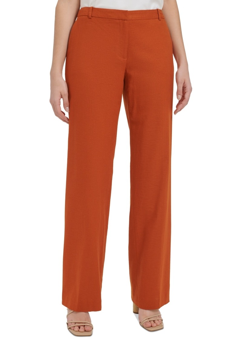 Calvin Klein Women's Flat Front Linen-Blend Pants - Tera