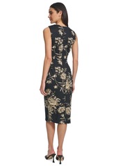 Calvin Klein Women's Floral Front-Slit Midi Dress - Black Cream