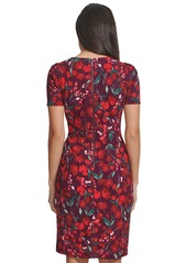 Calvin Klein Women's Floral-Print Short-Sleeve Sheath Dress - Aubergine Multi