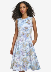 Calvin Klein Women's Floral-Print Sleeveless Fit & Flare Dress - Serene Multi