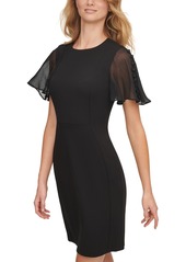 Calvin Klein Women's Flutter-Sleeve Sheath Dress - Black