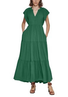 Calvin Klein Women's Flutter-Sleeve Tiered Maxi Dress
