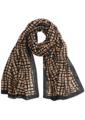 Calvin Klein Women's Geo-Print Chiffon Wrap Scarf - Luggage