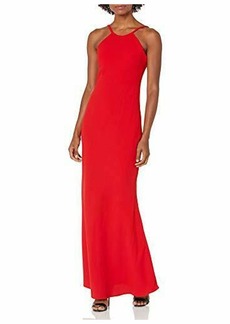 Calvin Klein Women's Halter Neck Crepe Gown Red