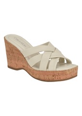 Calvin Klein Women's Hayes Slip-On Cork Wedge Sandals - Medium Natural Leather