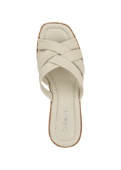 Calvin Klein Women's Hayes Slip-On Cork Wedge Sandals - Medium Natural Leather