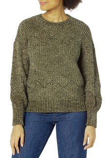 Calvin Klein Women's Heavy Multi Color Comfortable Long Sleeve Breathable Sweater HTR GRN/BK Combo