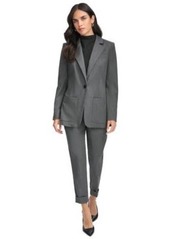 Calvin Klein Womens Herringbone One Button Blazer Cuffed Ankle Pants