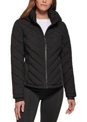 Calvin Klein Womens Side-Panel Hooded Packable Puffer Coat, Created for Macys - Oyster