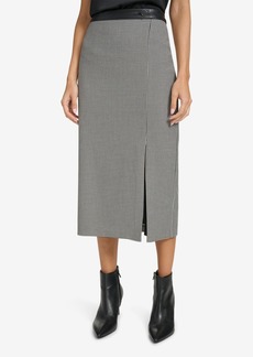 Calvin Klein Women's Houndstooth Long Pencil Skirt - Black/cream