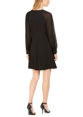 Calvin Klein Illusion-Sleeve A-Line Dress - Black