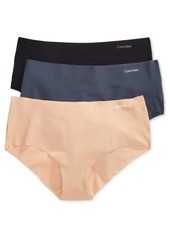 Calvin Klein Women's Invisibles 3-Pack Hipster Underwear QD3559 - Flintstone/pastel Lilac/cloud Grey