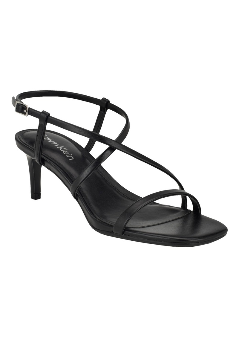 Calvin Klein Women's Ishaya Strappy Low Heel Dress Sandals - Black