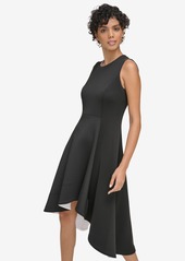 Calvin Klein Women's Jewel-Neck High-Low-Hem Dress - Black White