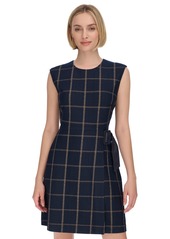 Calvin Klein Women's Jewel-Neck Sleeveless A-Line Dress - Indigo Tiger Eye