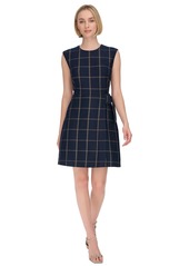 Calvin Klein Women's Jewel-Neck Sleeveless A-Line Dress - Indigo Tiger Eye