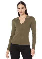 Calvin Klein Women's Johnny Collar V Neck Lightweight Long Sleeve Comfortable Sweater  SM (US 4-6)
