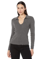 Calvin Klein Women's Johnny Collar V Neck Lightweight Long Sleeve Comfortable Sweater  XS (US 0-2)