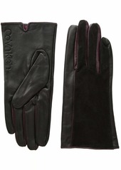 Calvin Klein Women's Leather/Suede Gloves W/POP Color FOURCHETTES