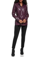 Calvin Klein Women's Lightweight Leather Collar Sinched Waist Jacket