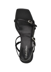 Calvin Klein Women's Linella Block Heel Dress Sandals - Black - Leather