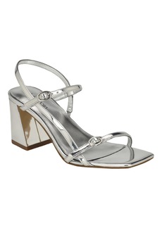 Calvin Klein Women's Linella Block Heel Dress Sandals - Silver Mirror Metallic - Manmade