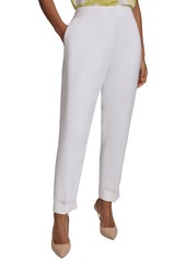 Calvin Klein Women's Linen-Blend Cuffed Ankle Pants - White