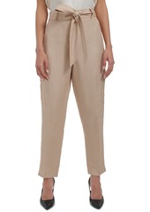 Calvin Klein Women's Linen-Blend Tie Waist Pants - Latte