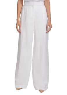 Calvin Klein Women's Linen Blend Wide-Leg Pants - White
