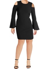 Calvin Klein Women's Long Bell Sleeve Shift Dress with Cold Shoulder Detail