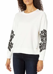 Calvin Klein Women's Long Sleeve Blouse with Floral Detail  Extra Large