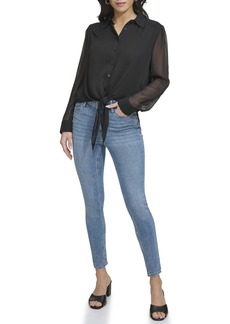 Calvin Klein Women's Long Sleeve Button Up Blouse Top