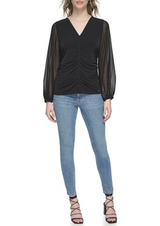 Calvin Klein Women's Long Sleeve Gathered Front Knit