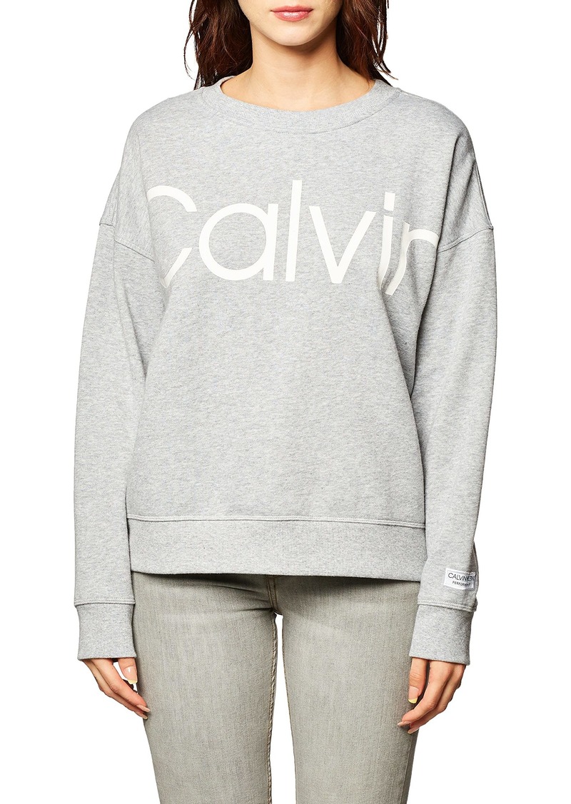 Calvin Klein womens Long Sleeve Zip Up Hooded Sweatshirt PEARL GREY HEATHER