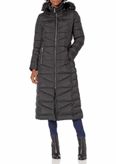 Calvin Klein Womens Maxi Length Coat with Hood BLK M