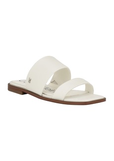 Calvin Klein Women's Mellac Open Toe Casual Flat Sandals - White- Manmade