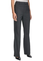 Calvin Klein Women's Pinstripe Straight-Leg Pants - Charcoal/Cream