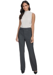 Calvin Klein Women's Pinstripe Straight-Leg Pants - Charcoal/Cream