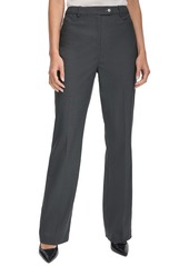 Calvin Klein Women's Pinstripe Straight-Leg Pants - Charcoal/Cream