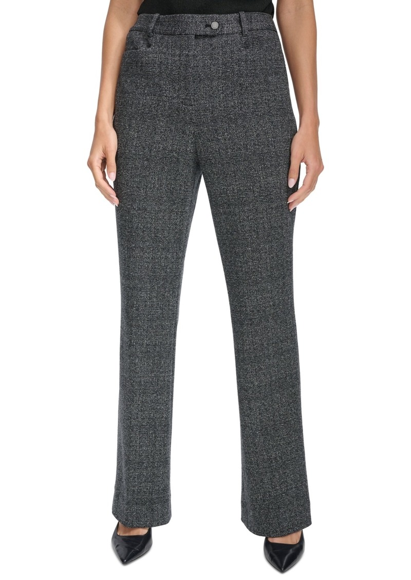 Calvin Klein Women's Textured Straight-Leg Pants - Blck Multi