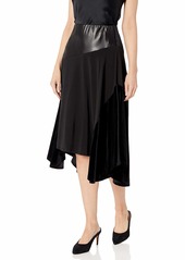 Calvin Klein Women's MIDI Skirt with Faux Leather black L