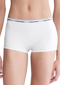 Calvin Klein Women's Modern Logo Mid-Rise Boyshort Underwear QD5195 - White