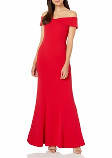 Calvin Klein Women's Off The Shoulder Gown with Folded Collar