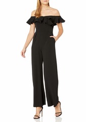 Calvin Klein Women's Off-The-Shoulder Jumpsuit with Ruffle Sleeves